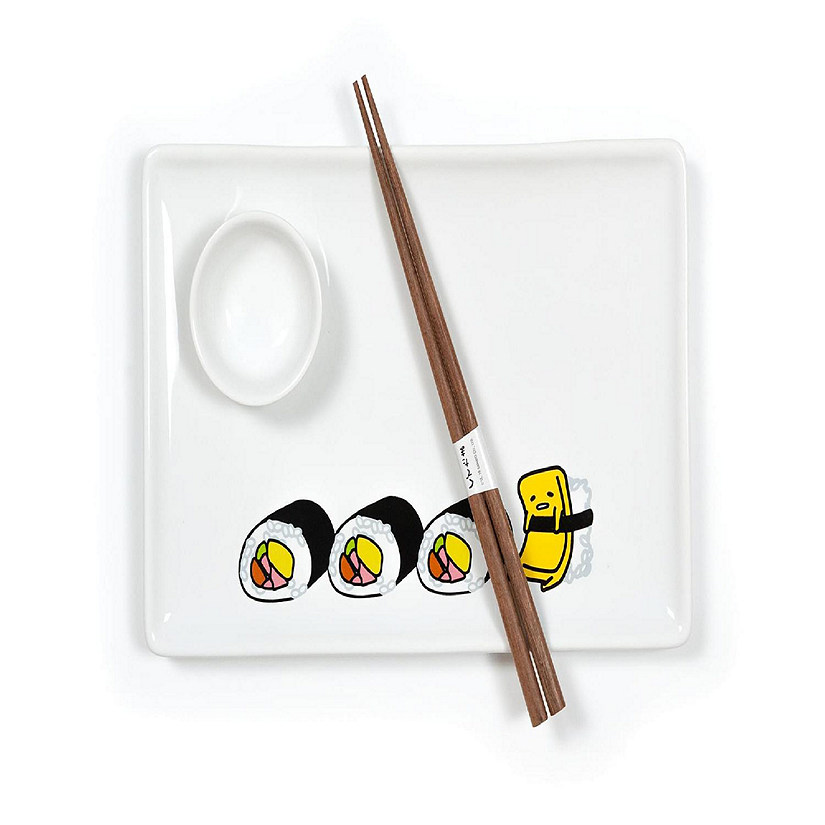 Gudetama Stoneware Sushi Set  Plate  Wasabi Dish  Chopsticks Image