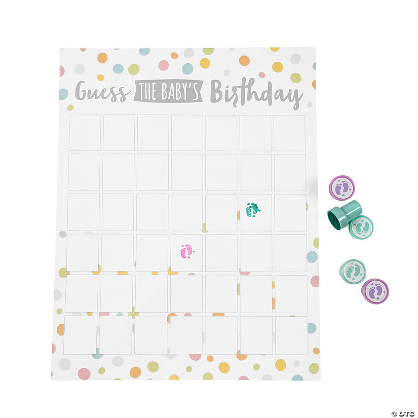 Guess the Baby's Birthday Calendar with Baby Feet Stampers - 3 Pc. Image