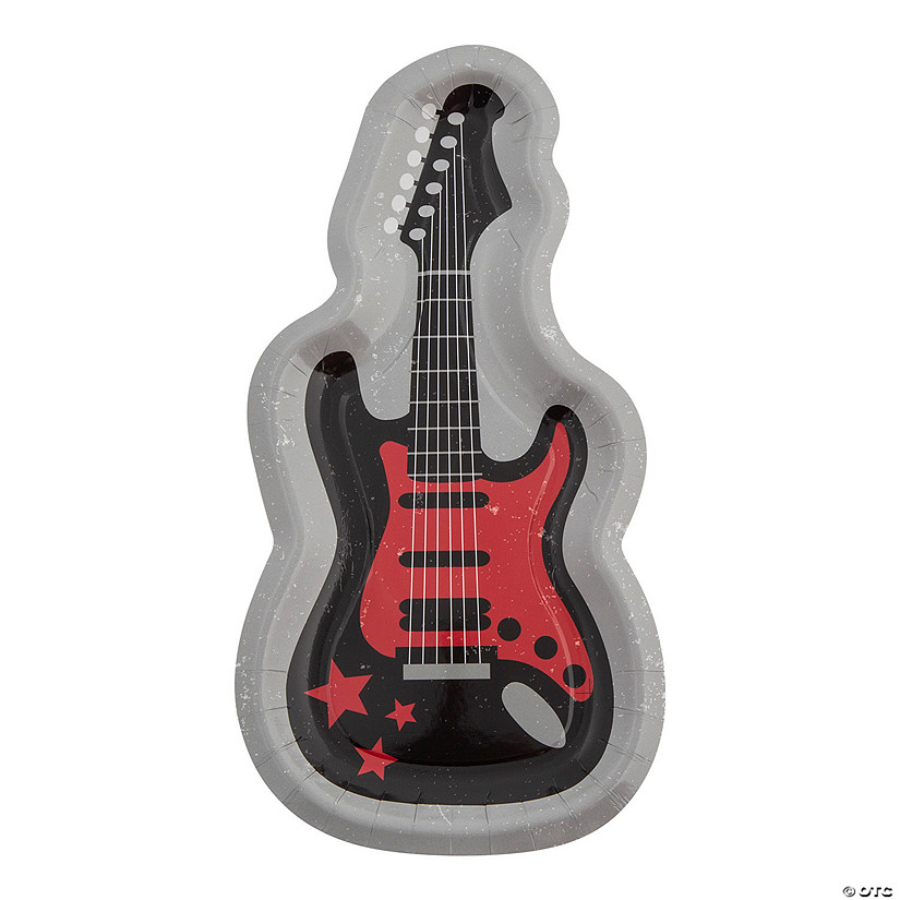 Guitar-Shaped Paper Dinner Plates - 8 Ct. Image