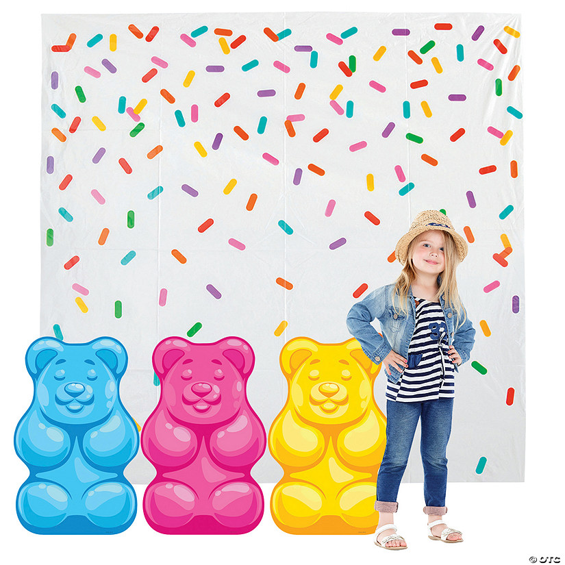 Gummy Bear Candy World Party Backdrop Decorating Kit - 4 Pc. Image
