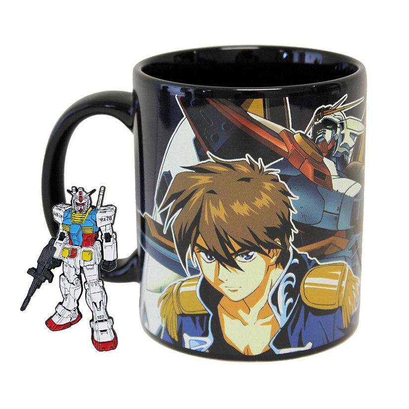 Gundam Wing Pilot 11oz Coffee Mug with Enamel Pin Image