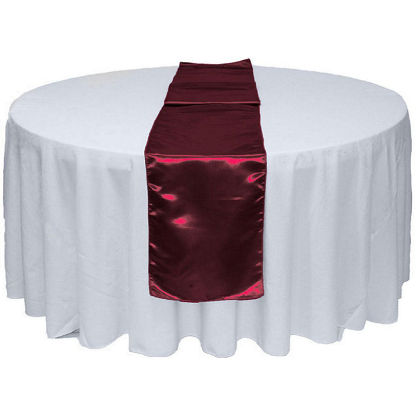 GW Linens 10pcs Burgundy Satin Table Runner 12" x 108" for Wedding Party Banquet Decorations Image