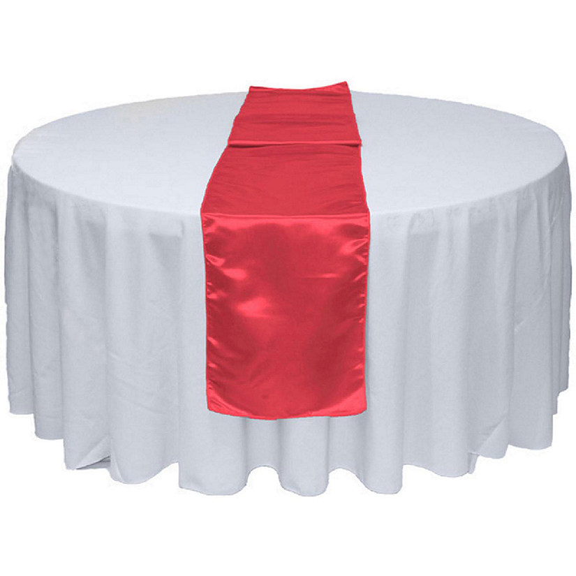 GW LInens 10pcs Coral Satin Table Runner 12" x 108" for Wedding Party Banquet Decorations Image