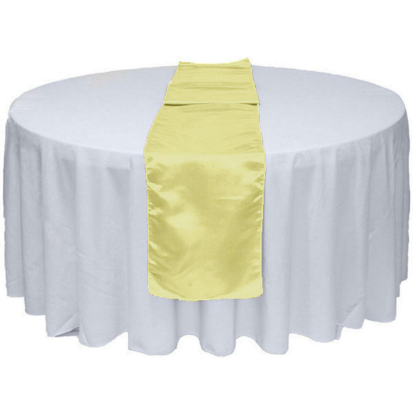 GW Linens 10pcs Ivory Satin Table Runner 12" x 108" for Wedding Party Banquet Decorations Image