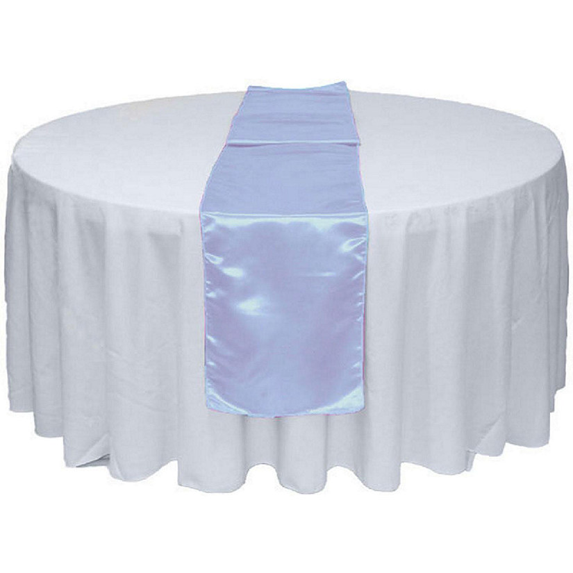 GW Linens 10pcs Light Blue Satin Table Runner 12" x 108" for Wedding Party Banquet Decorations Image
