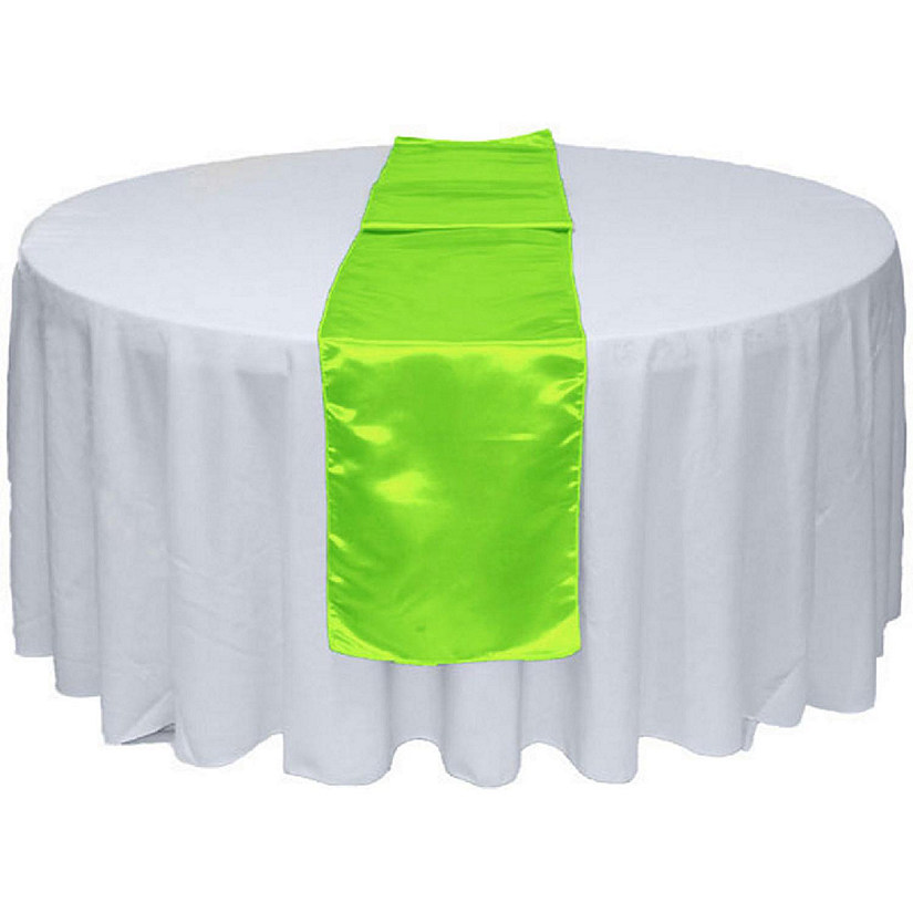 GW Linens 10pcs Lime Satin Table Runner 12" x 108" for Wedding Party Banquet Decorations Image