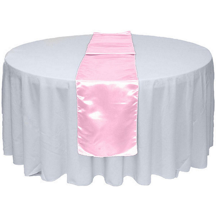GW Linens 10pcs Pink Satin Table Runner 12" x 108" for Wedding Party Banquet Decorations Image