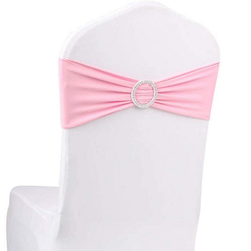 GW Linens 10pcs Pink Spandex Chair Bands With Buckle Wedding Banquet Sashes Image