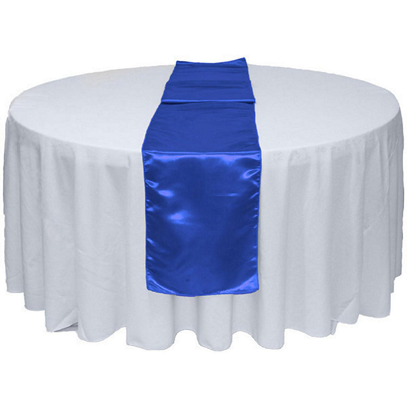 GW Linens 10pcs Royal Blue Satin Table Runner 12" x 108" for Wedding Party Banquet Decorations Image