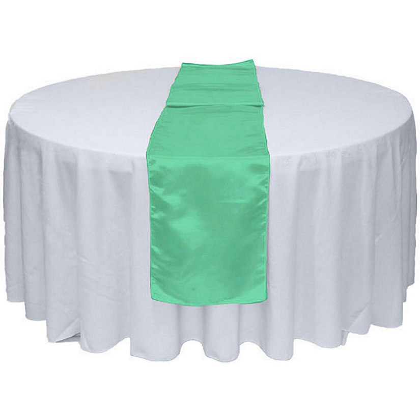 GW Linens 10pcs Turquoise Satin Table Runner 12" x 108" for Wedding Party Banquet Decorations Image