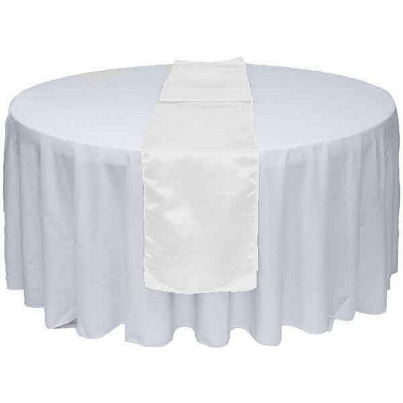 GW Linens 10pcs White Satin Table Runner 12" x 108" for Wedding Party Banquet Decorations Image