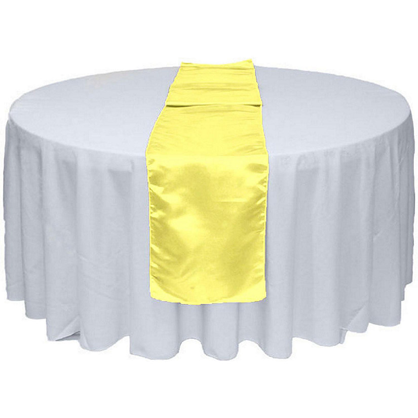 GW Linens 10pcs Yellow Satin Table Runner 12" x 108" for Wedding Party Banquet Decorations Image