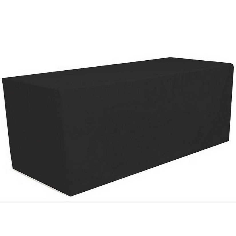 GW Linens Black 4' ft.x 2.5' Ft. Fitted Polyester Tablecloth Table Cover Image