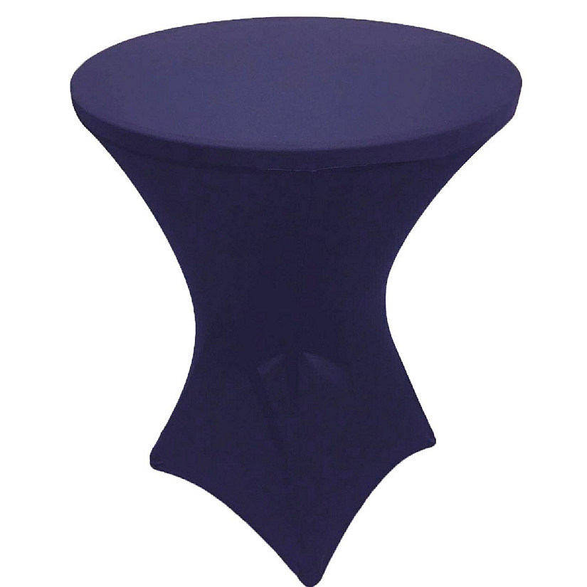 GW Linens Navy Blue 36" x 43" Cocktail Spandex Fitted Stretch Tablecloth Table Cover Wedding Banquet Party Image