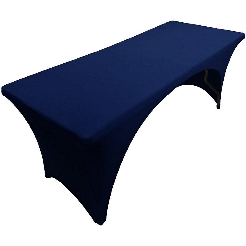 GW Linens Navy Blue 6' ft. Open Back Spandex Fitted Stretch Tablecloth Table Cover Image