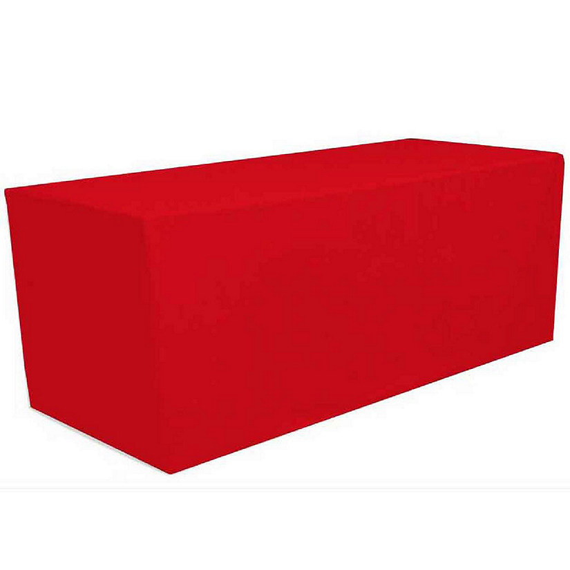 GW Linens Red 8' ft. Fitted Polyester Tablecloth Table Cover Image