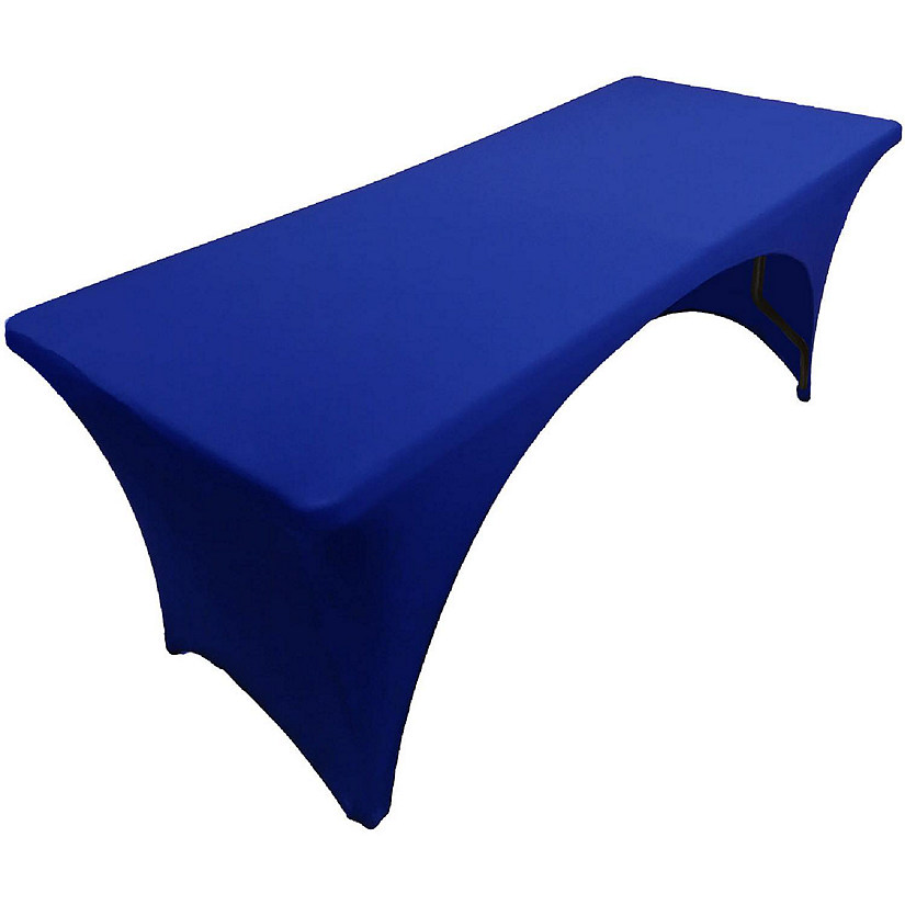 GW Linens Royal Blue 6' ft. Open Back Spandex Fitted Stretch Tablecloth Table Cover Image