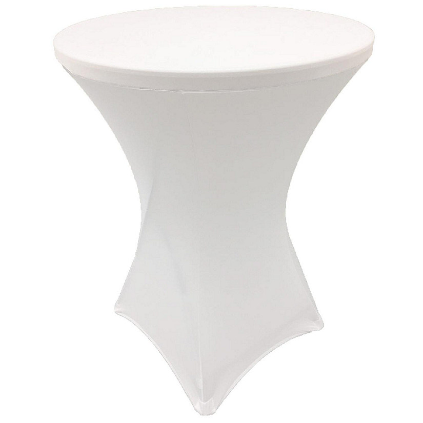 GW Linens White 24" x 43" Cocktail Spandex Fitted Stretch Tablecloth Table Cover Wedding Banquet Party Image
