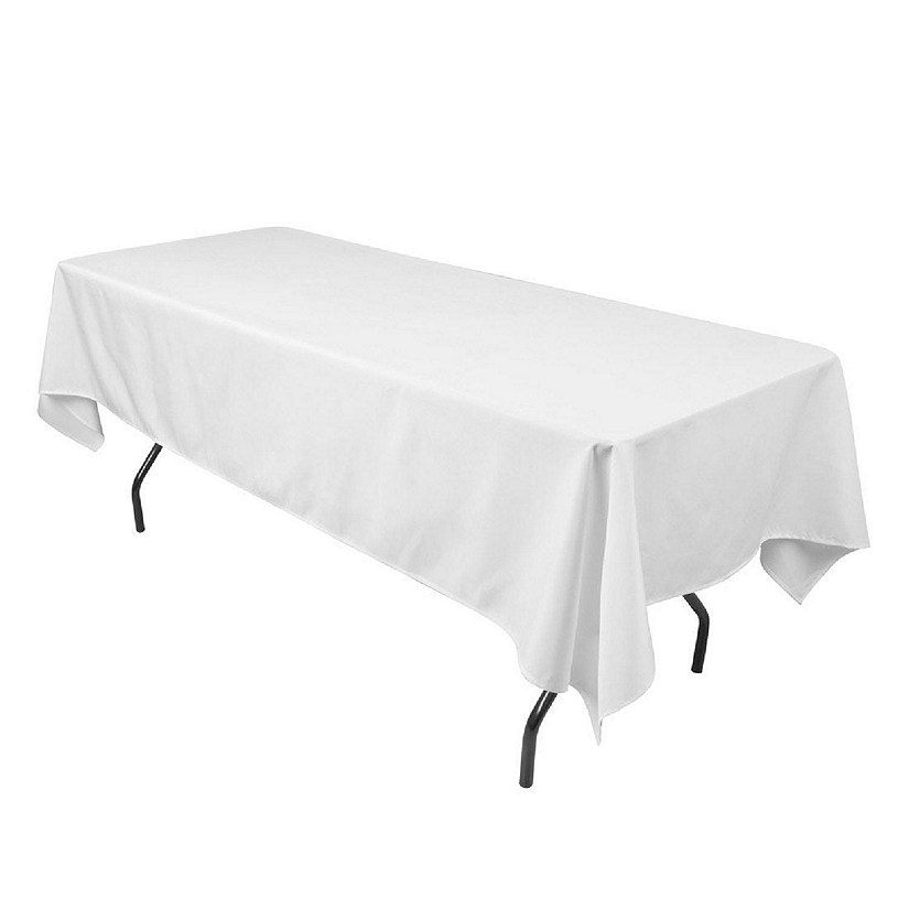 GW Linens White 60" x 102" Rectangular Seamless Tablecloth For Wedding Restaurant Banquet Party Image
