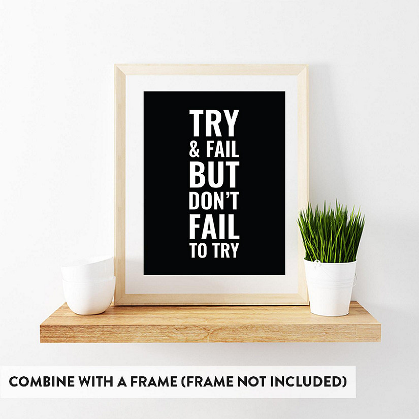 Gym Wall Art Try Fail Try Again 8.5x11 Image