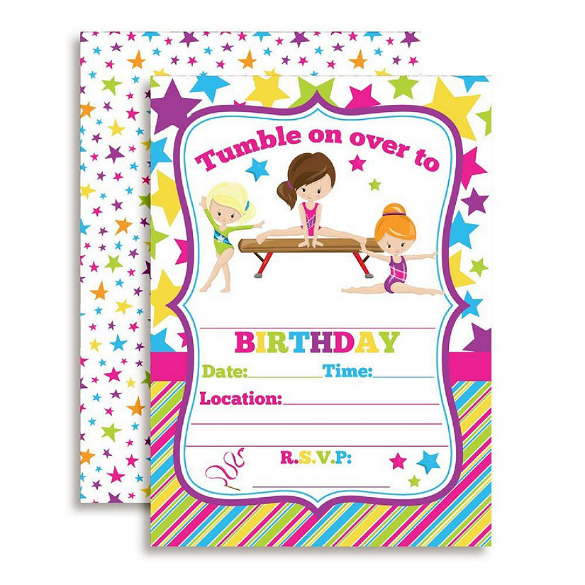 Gymnastics & Tumbling Birthday Invitations 40pcs. by AmandaCreation Image