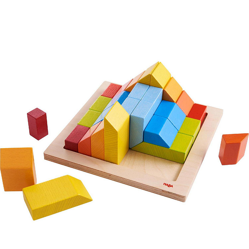 HABA 3D Arranging Game Creative Stones with 28 Wooden Blocks Image