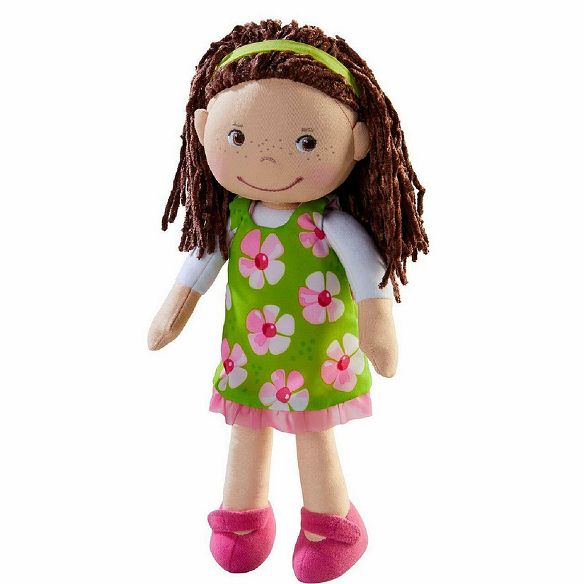 HABA Coco 12" Soft Doll with Brown Hair, Embroidered Face Image