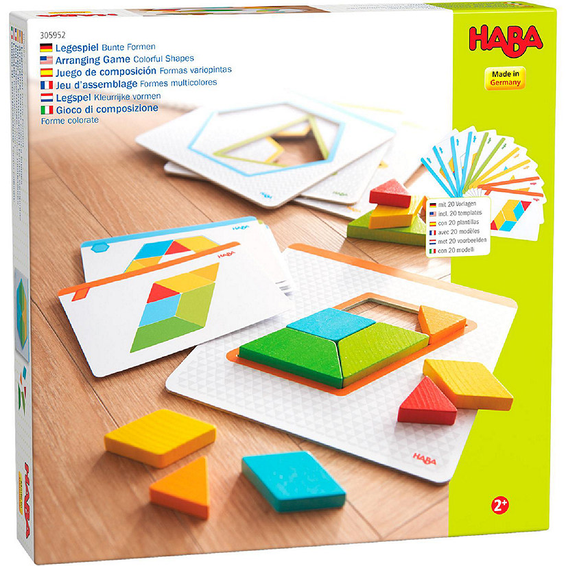 HABA Colorful Shapes Beginner Tangrams Pattern Blocks Wooden Arranging Game Image