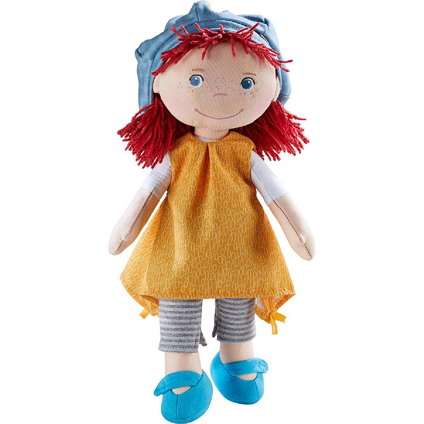 HABA Freya 12" Machine Washable Soft Doll with Red Hair, Blue eyes and Embroidered Face Image