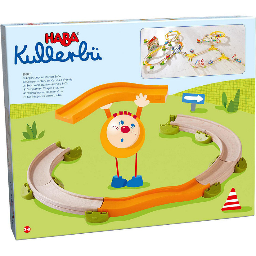 HABA Kullerbu Expansion Set - Curves & Friends - 14 Piece Add-on for Extra Stable and Curvy Track Connections Image