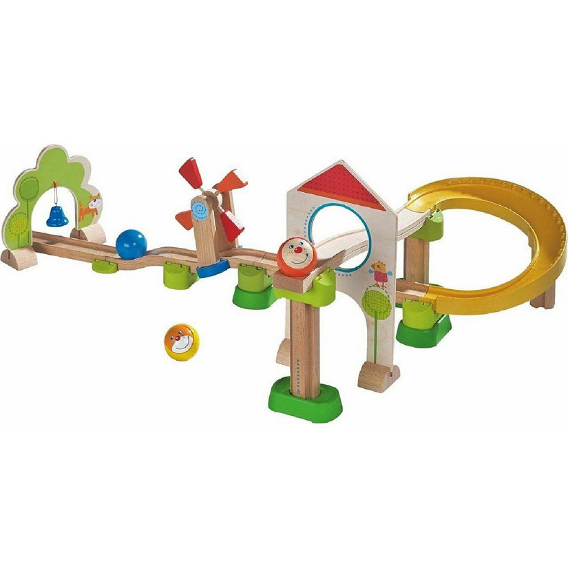 HABA Kullerbu Windmill Playset - 25 Piece Ball Track Starter Set with Special Effects - Ages 2+ Image