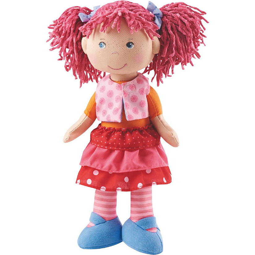 HABA Lilli-Lou 12" Soft Doll with Pink Hair in Pigtails, Blue Eyes and Embroidered Face for Ages 18 Months and Up Image