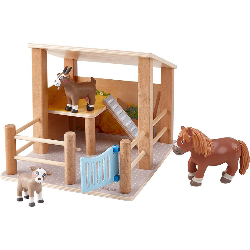 HABA Little Friends Petting Zoo - Wooden Stable with 3 Exclusive