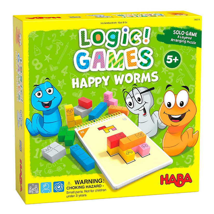 HABA Logic! Games:Happy Worms - Solo Brain Teaser Puzzling Game Image
