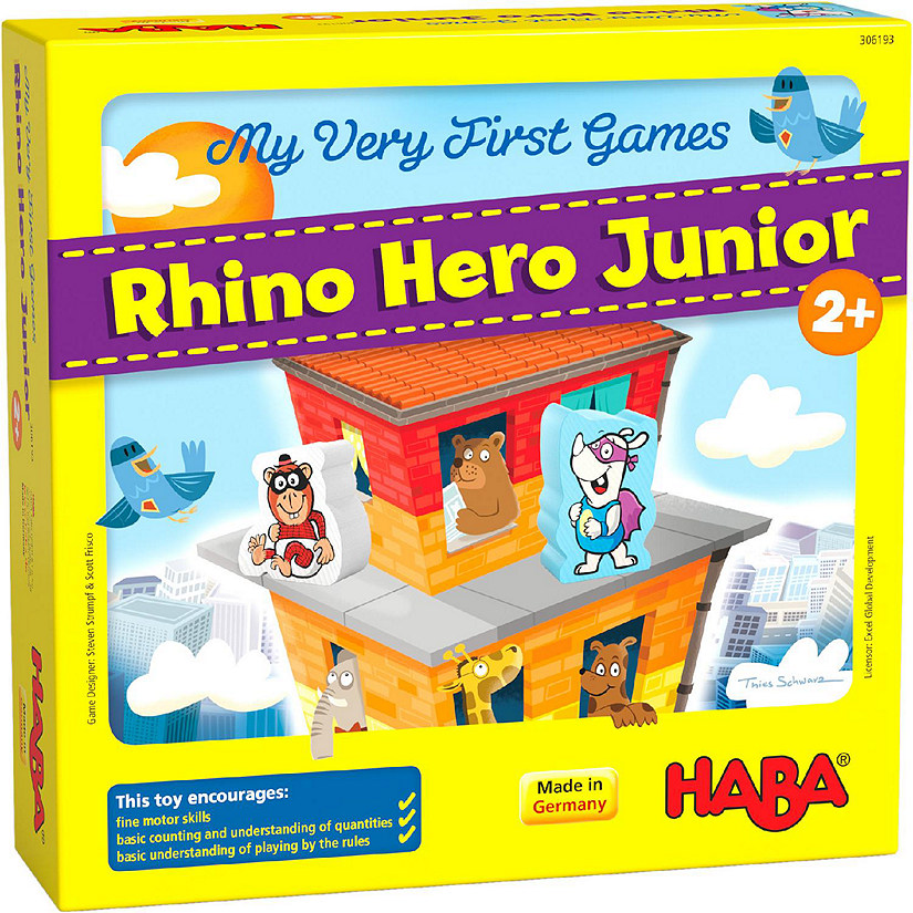 HABA My Very First Games Rhino Hero Junior Cooperative Stacking & Matching Game Image