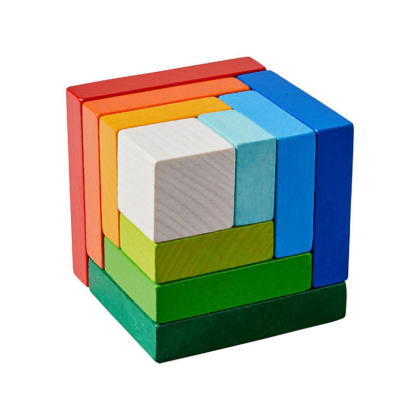 HABA 3D-Bauspiel »Rainbow Cube« Aus Holz – 10 Bunte Bauklötze Mit Vorlagenheft, Made In Germany, Für Kinder Ab 3 Jahren