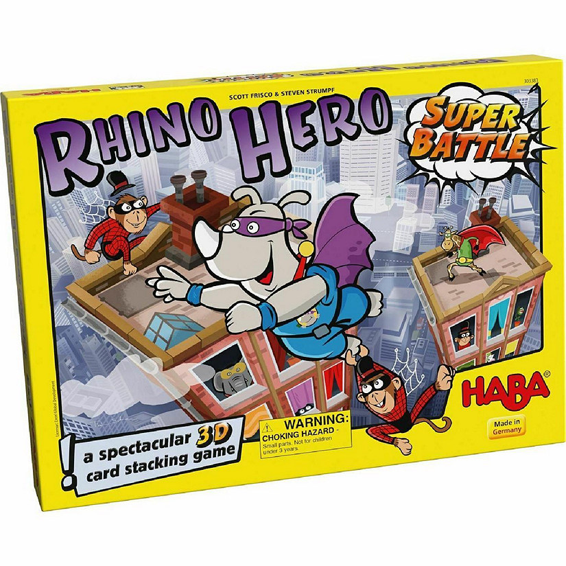 HABA Rhino Hero Super Battle - A Turbulent 3D Stacking Game Fun for All Ages (Made in Germany) Image