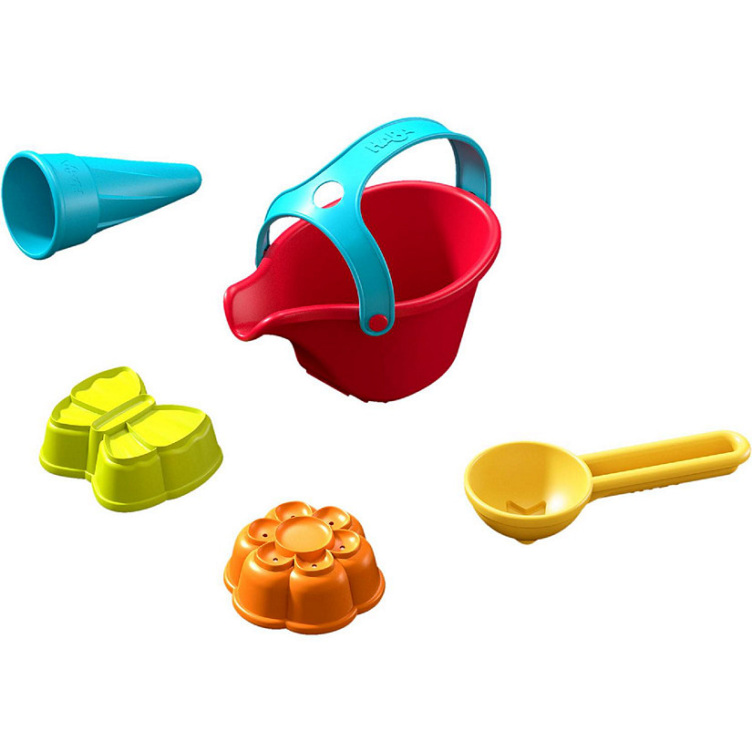 HABA Sand Toys Creative Set - 5 Piece Bundle with Watering Can, Ice Cream Cone Scoop & 2 Molds Sized for Toddlers Image