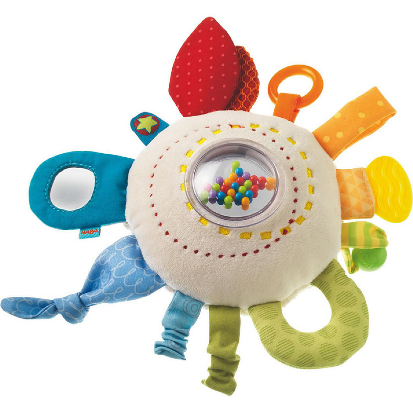 HABA Teether Cuddly Rainbow Round - Soft Activity Toy with Rattling &amp; Teething Elements Image