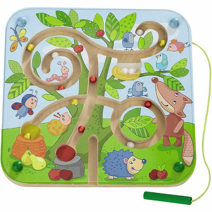 HABA Tree Maze Wooden Magnetic Game Develops Fine Motor Skills & Color Recognition with Attached Wand Image