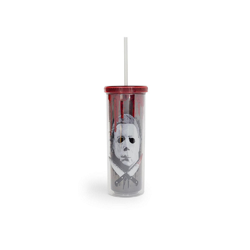 Halloween 2 Michael Myers Carnival Cup With Lid And Straw  Holds 20 Ounces Image