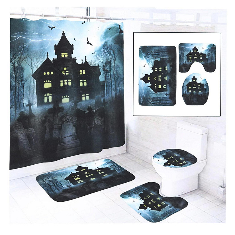 Halloween 4-Piece Bathroom Set  Haunted House Image