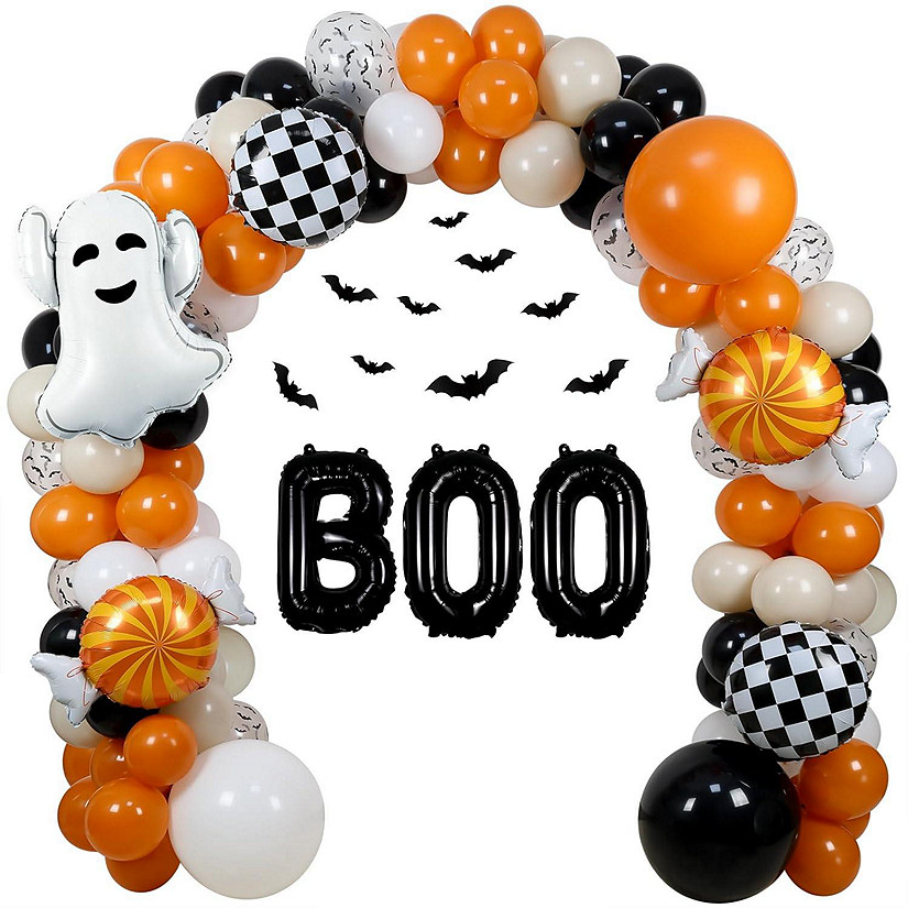 Halloween Balloon Arch Kit With Foil Balloons & 3D Bats For BOO Day ...