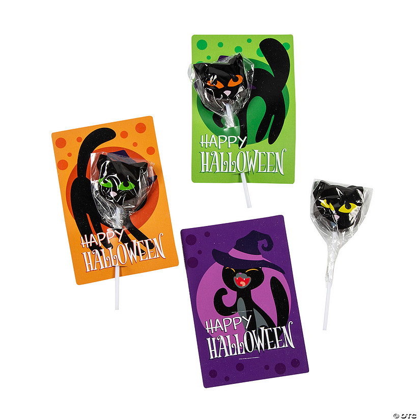 Halloween Black Cat Lollipop with Card Image