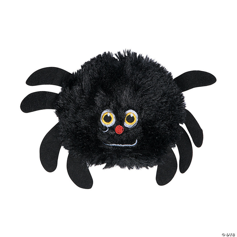 Halloween Fuzzy Black Stuffed Spiders - 12 Pc. Image