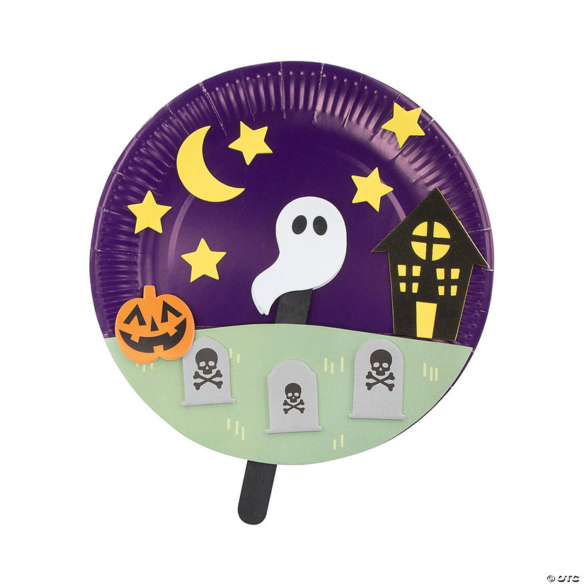 Halloween Ghost Scene Paper Plate Craft Kit - Makes 12 Image
