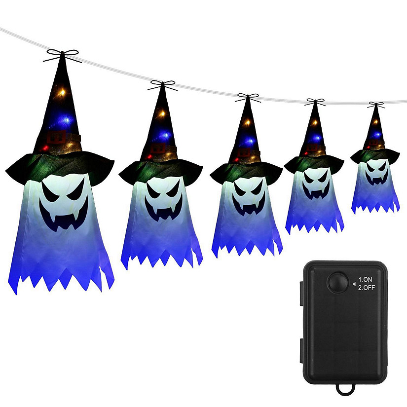 Halloween Ghost Witch Hat Hanging Light Lantern 11.6ft Outdoor String Decorative Light Patio Yard Garden Indoor Light Image