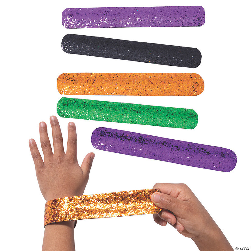 Halloween Glitter Slap Bracelets - 12 Pc. Image