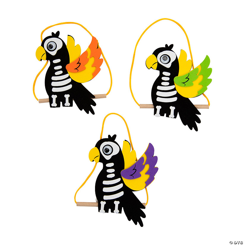 Halloween Hanging Skeleton Parrot Craft Kit &#8211; Makes 12 Image