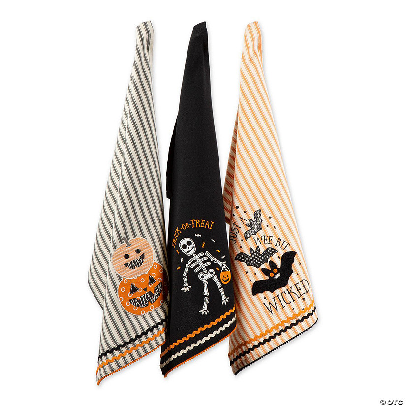 Halloween Happy Haunting Wicked Treats, Embellished Dishtowels Set Of 3 Image